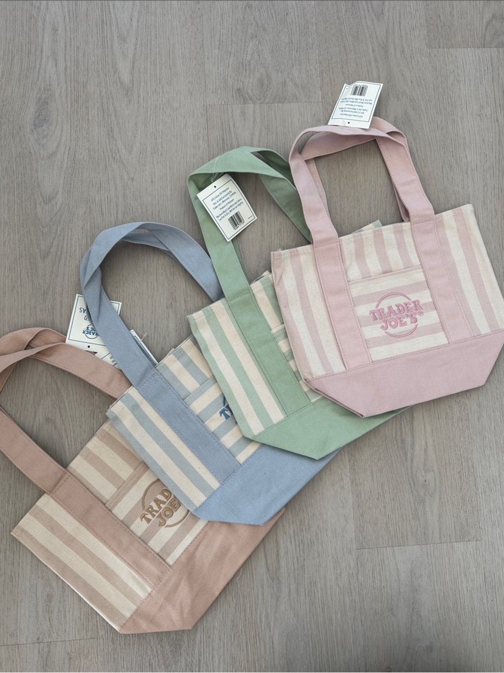 Trader Joe's Stripe Canvas Tote Bag LOT